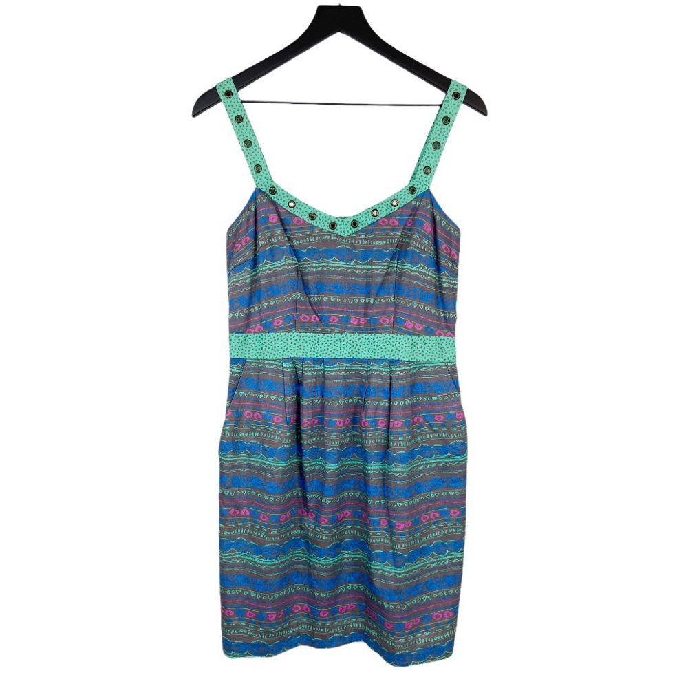 I heart Ronson Sundress NEW Green Gray Aztec Print Mini